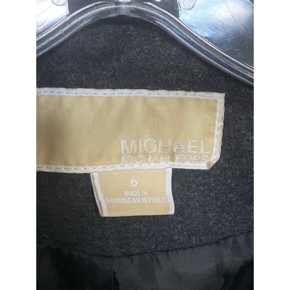 Michael Kors Womens Wool-Blend Charcoal Gray Pea Zip Coat Size 6 - Picture 3 of 7